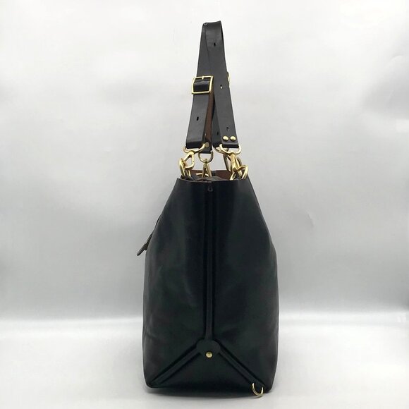 Form Function Form Black Horween Leather & Animal Print Flap 3 Way Bag - Picture 4 of 12